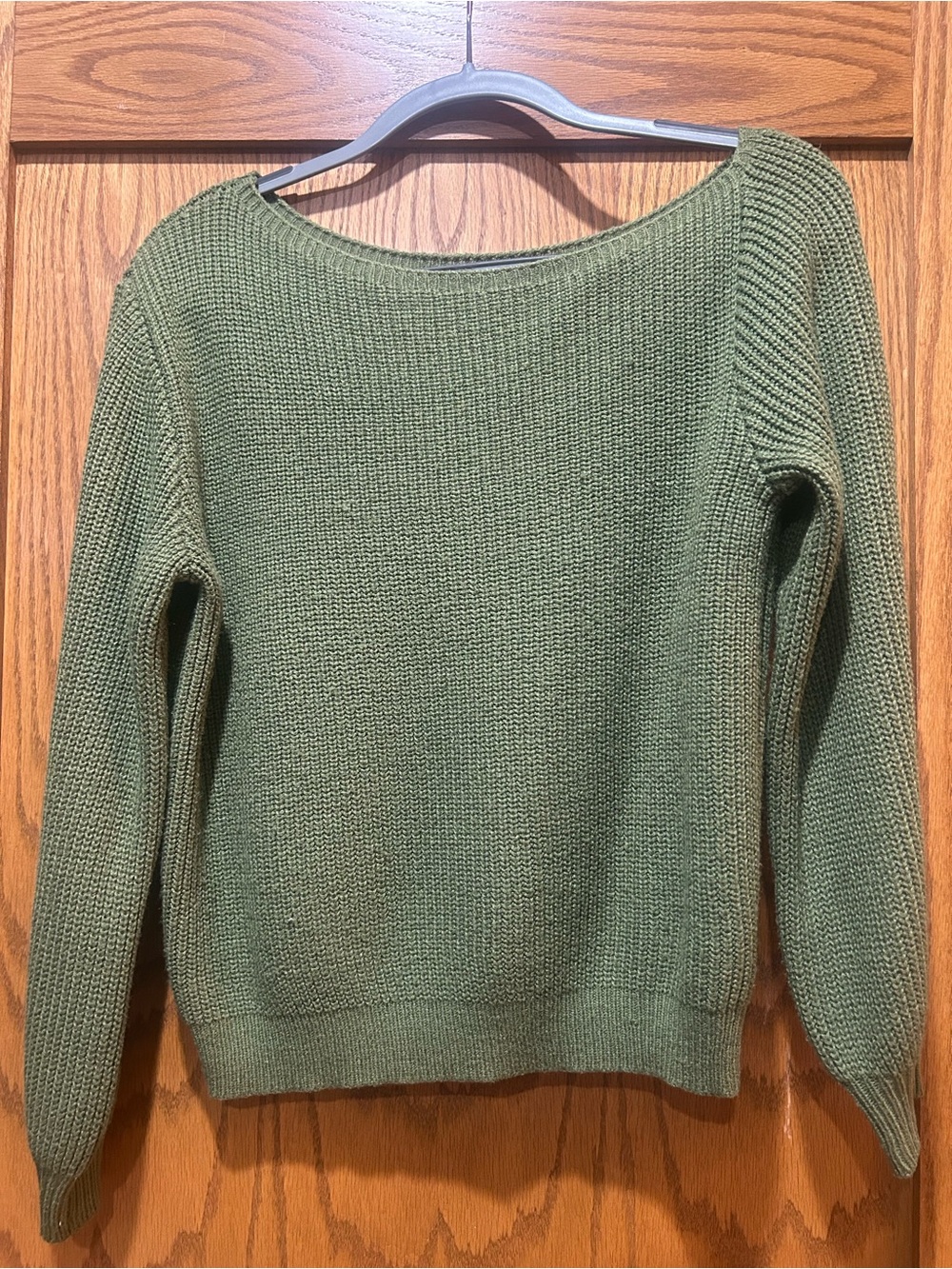 SHEIN Olive Green Crew Neck Knit Sweater